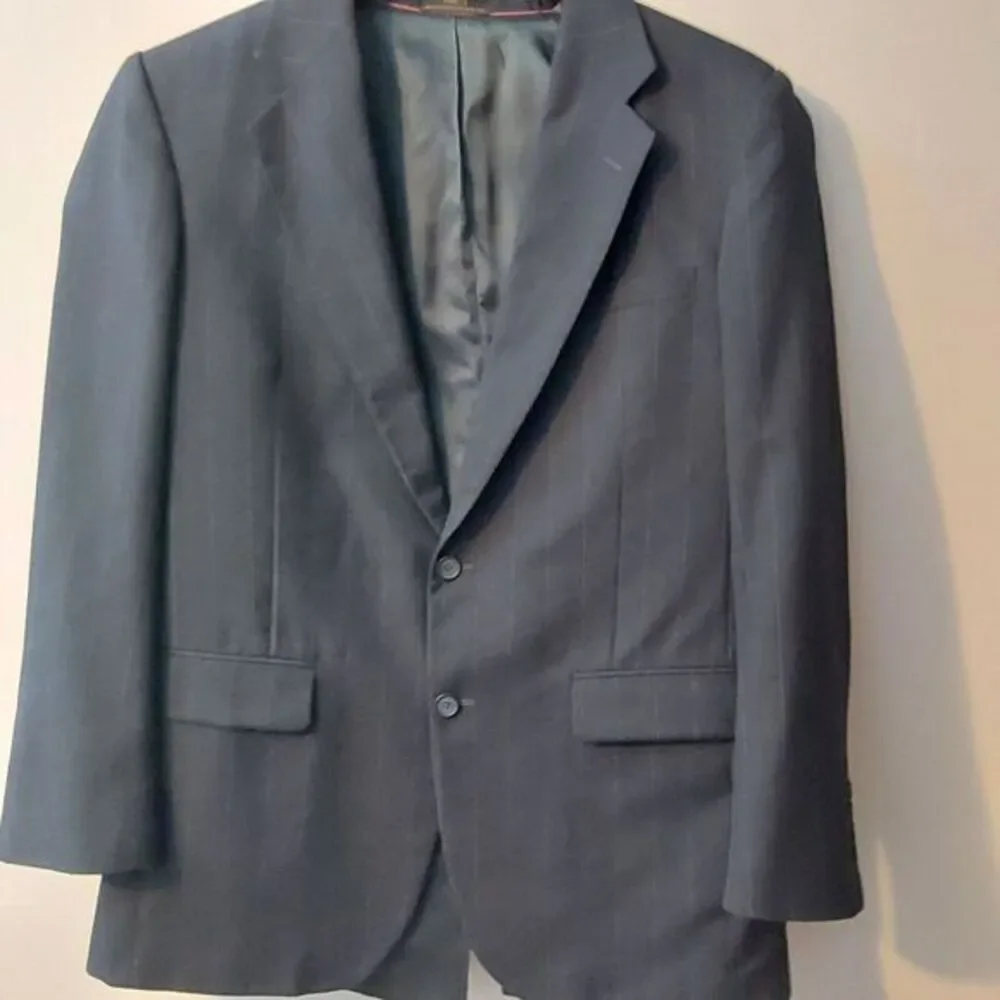 STANLEY BLACKER‎ Navy Blue Pinstripe Men's 2Pc Suit. Jacket Sz 40L & Pants 34x31